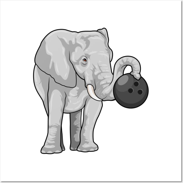 Elephant at Bowling with Bowling ball Wall Art by Markus Schnabel